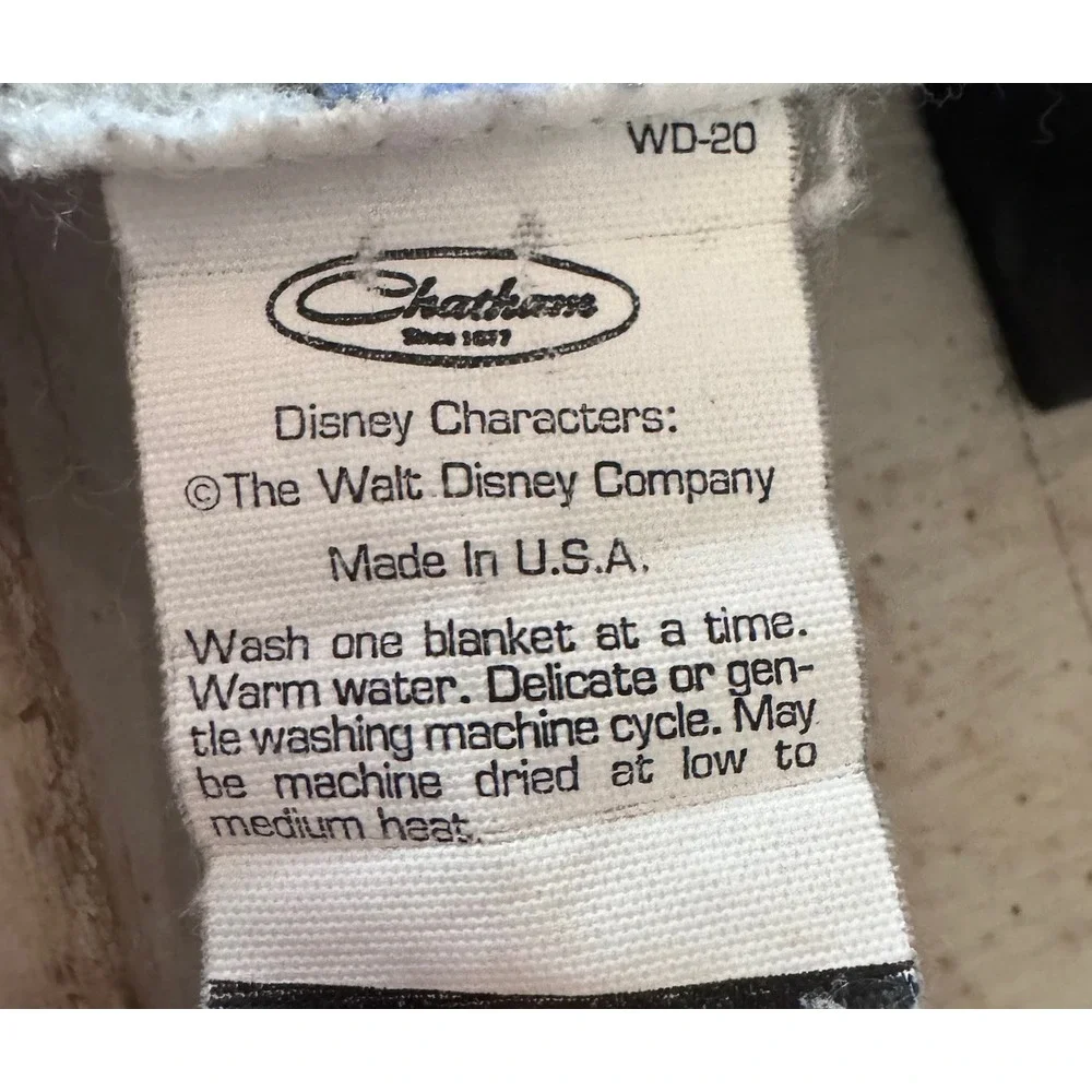 Vintage 80's Disney Chatham ABC Alphabet Blanket Mickey Donald Duck Goofy Minnie